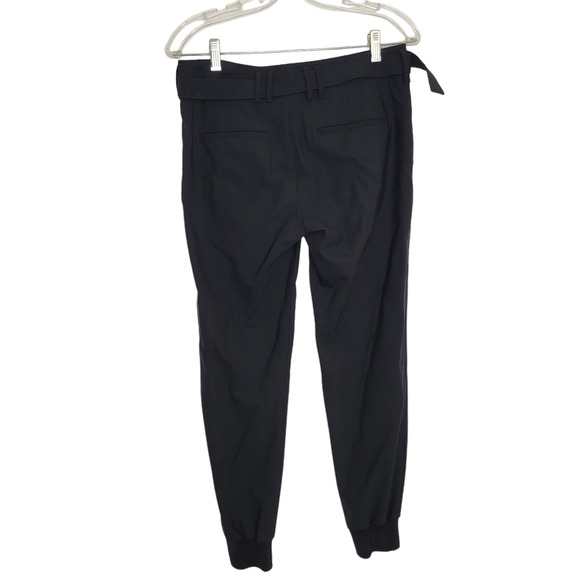 Vince Wool Jogger Pants Black Belted Pockets Mid Rise Knit Cuffs Women 4 - Picture 3 of 11